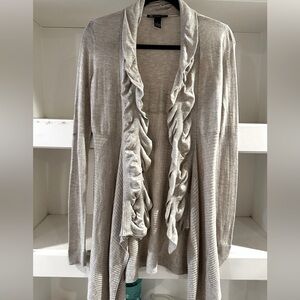 Women's Gray Ruffled Sweater